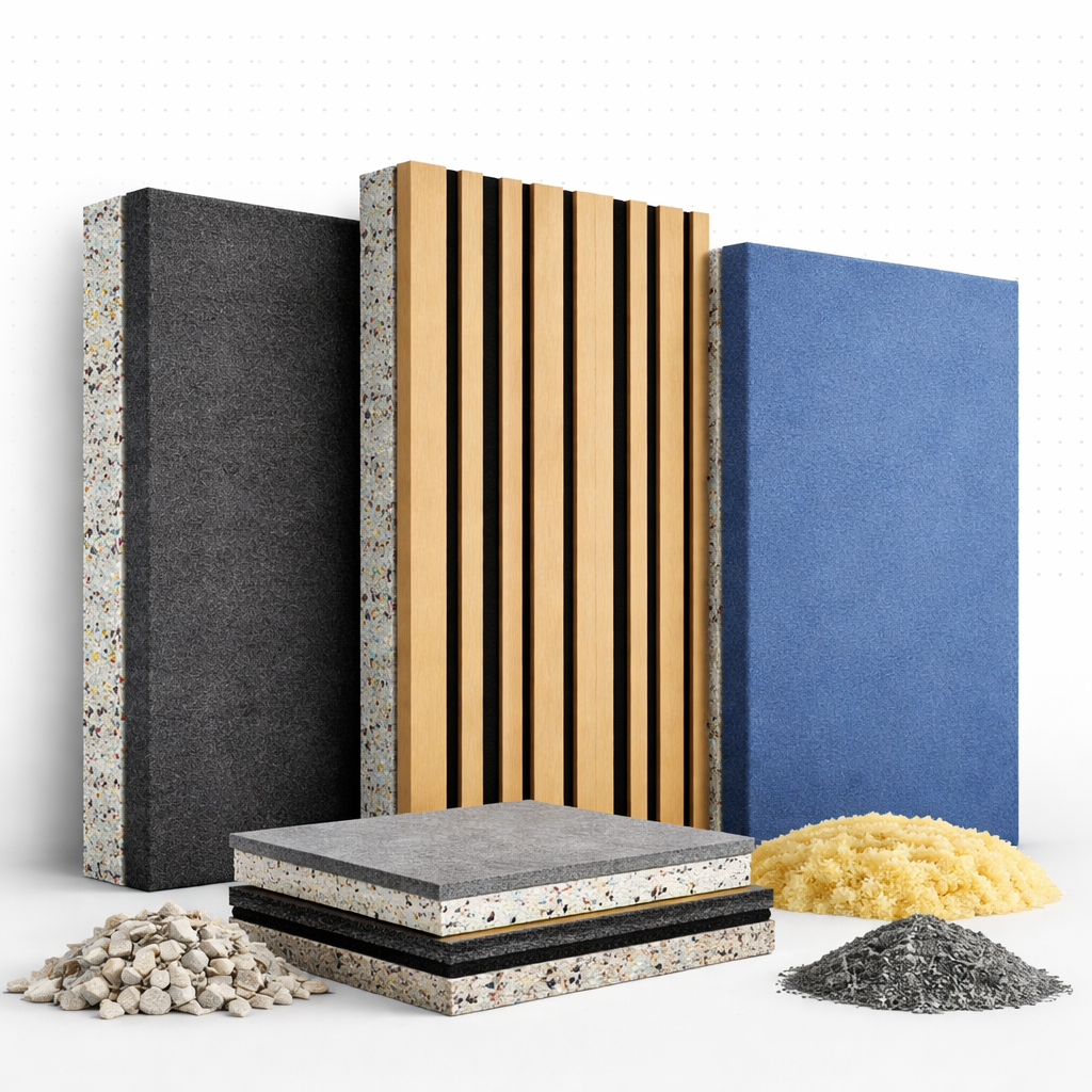 Acoustic panel samples and materials